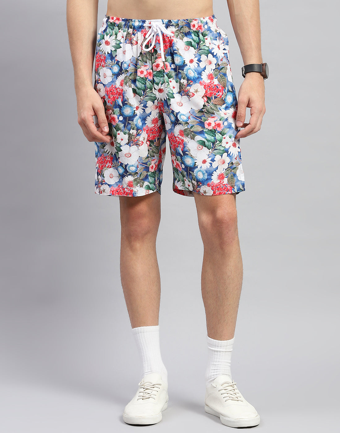 Men Multicolor Floral Print Round Neck Half Sleeve Cords Set