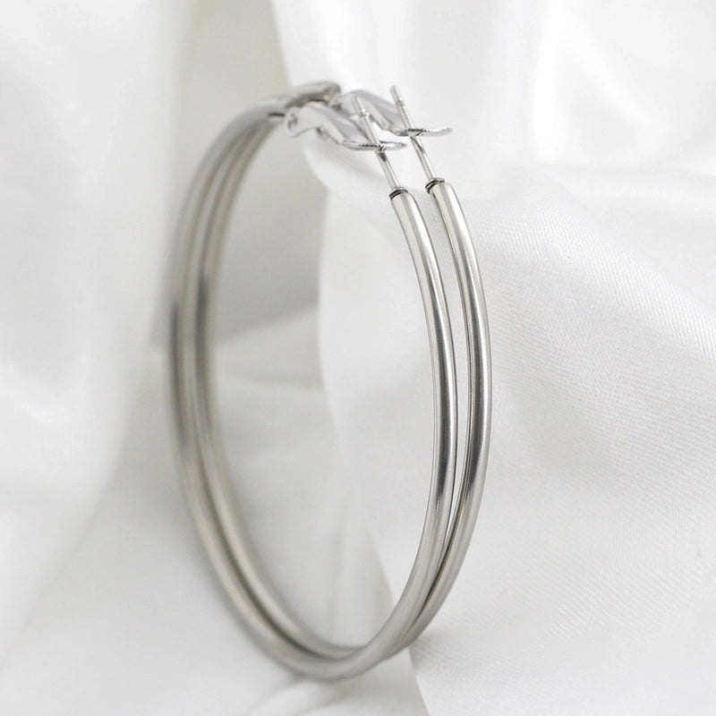 1 Pair Minimalist Round Plating Titanium Steel Earrings