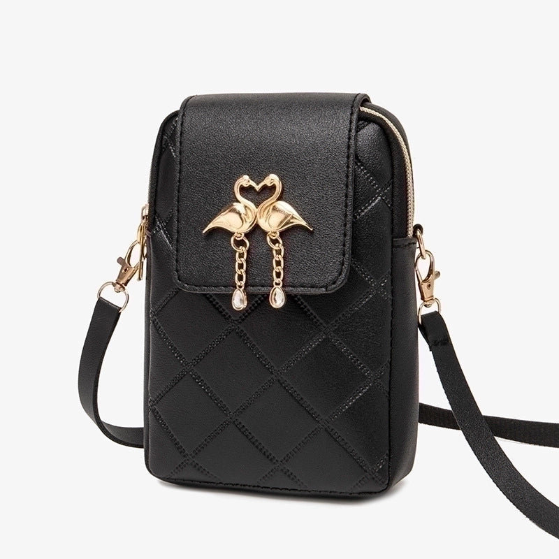 Women's Small Pu Leather Solid Color Basic Streetwear Square Zipper Buckle Shoulder Bag Phone Wallets Crossbody Bag