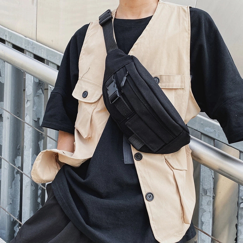 Fashion Chest Bag Men's Japanese Super Fire Port Style Retro Canvas Crossbody Bag Student Casual Shoulder Bag
