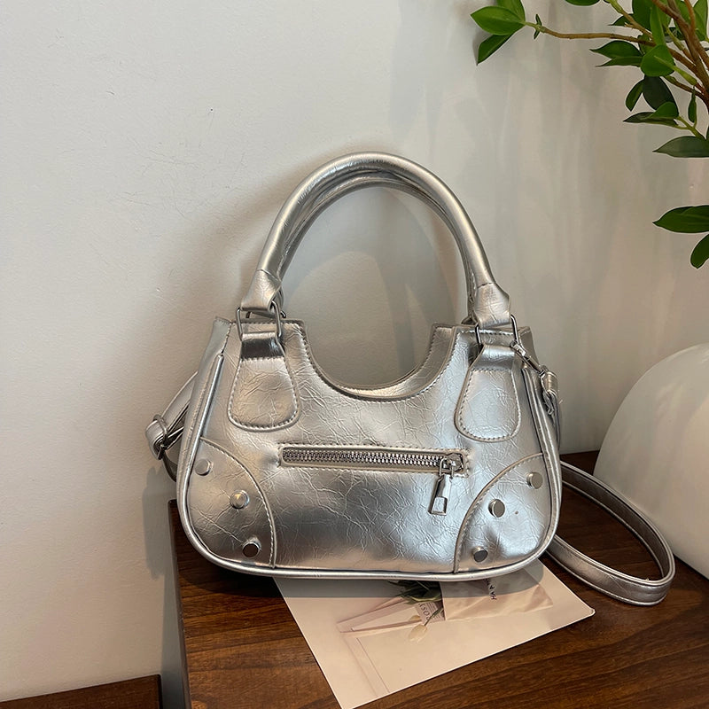 Women's Medium Pu Leather Solid Color Streetwear Zipper Underarm Bag