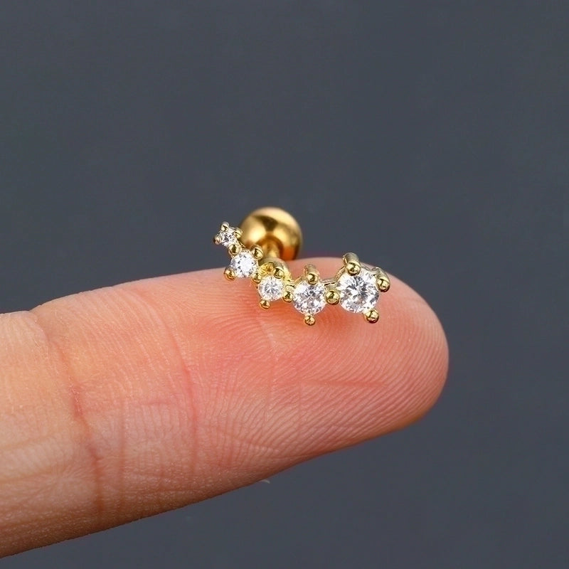 1 Piece Minimalist Classic Style Geometric Butterfly Inlay Copper Zircon Ear Studs