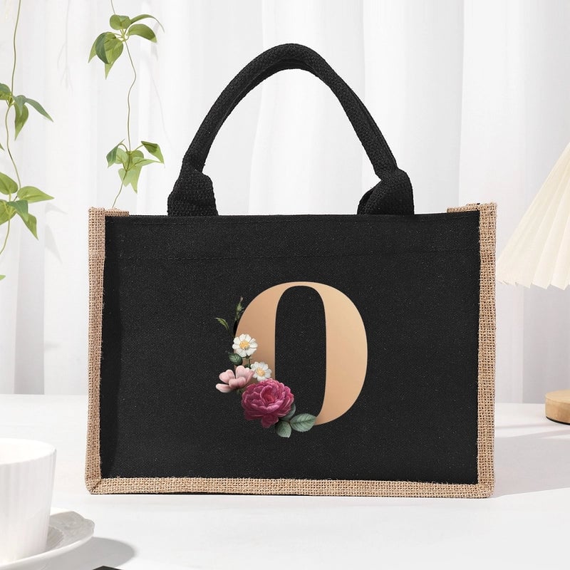 Women's Medium Canvas Letter Basic Classic Style Open Shopping Bags