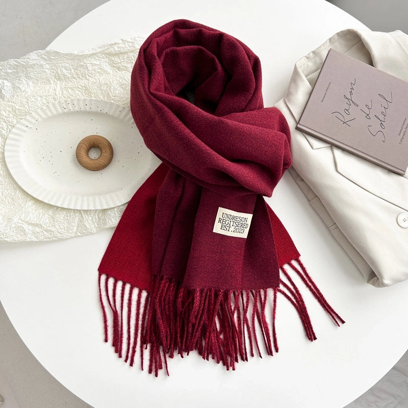 Women's Basic Solid Color Imitation Cashmere Tassel Scarf