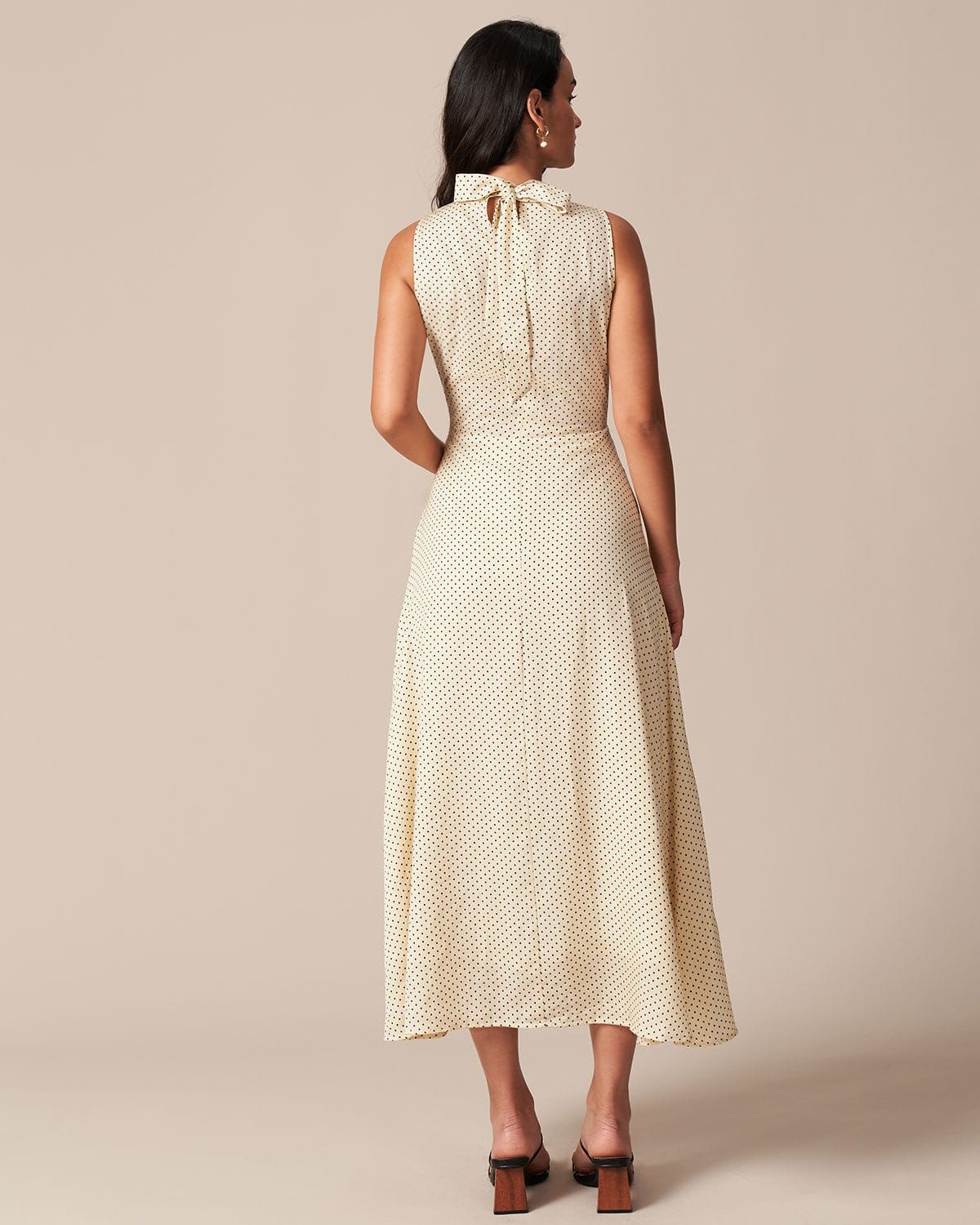 The Apricot Mock Neck Polka Dot Maxi Dress