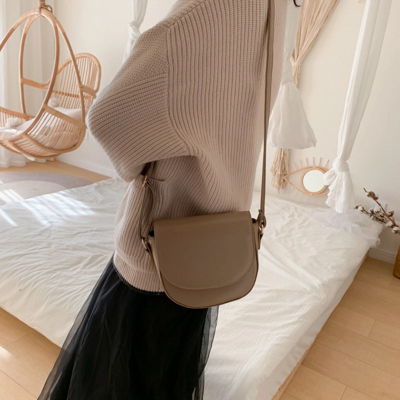 Women's Pu Leather Solid Color Basic Classic Style Square Flip Cover Crossbody Bag