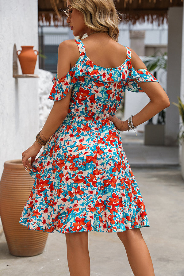 Fashion Off-the-shoulder Floral Casual Dress
