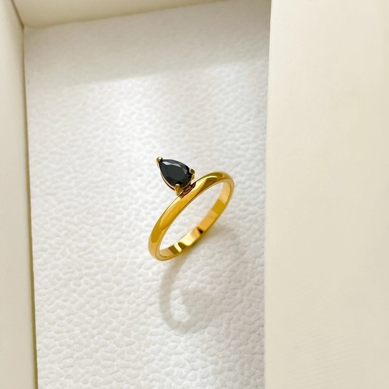 Retro Roman Style Geometric Titanium Steel Plating Inlay Zircon Rings