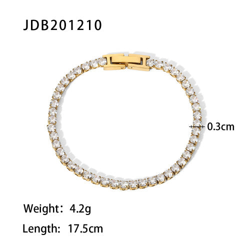 Jie Ding Stainless Steel Zircon Pearl Bracelet Niche Metal Chain Titanium Steel Jewelry
