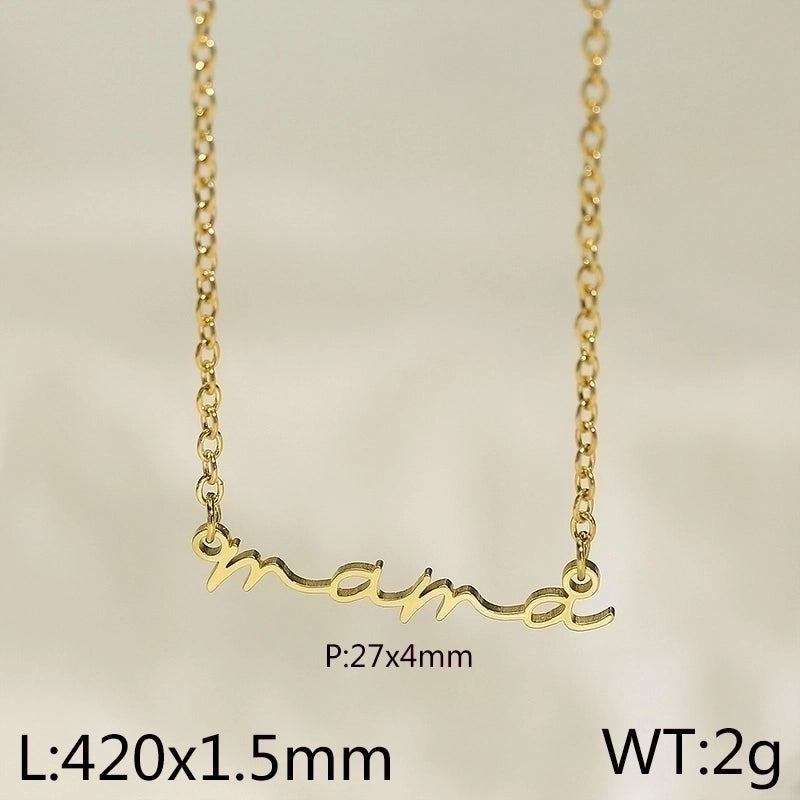 Minimalist Letter Titanium Steel 18K Gold Plated Plating Necklace