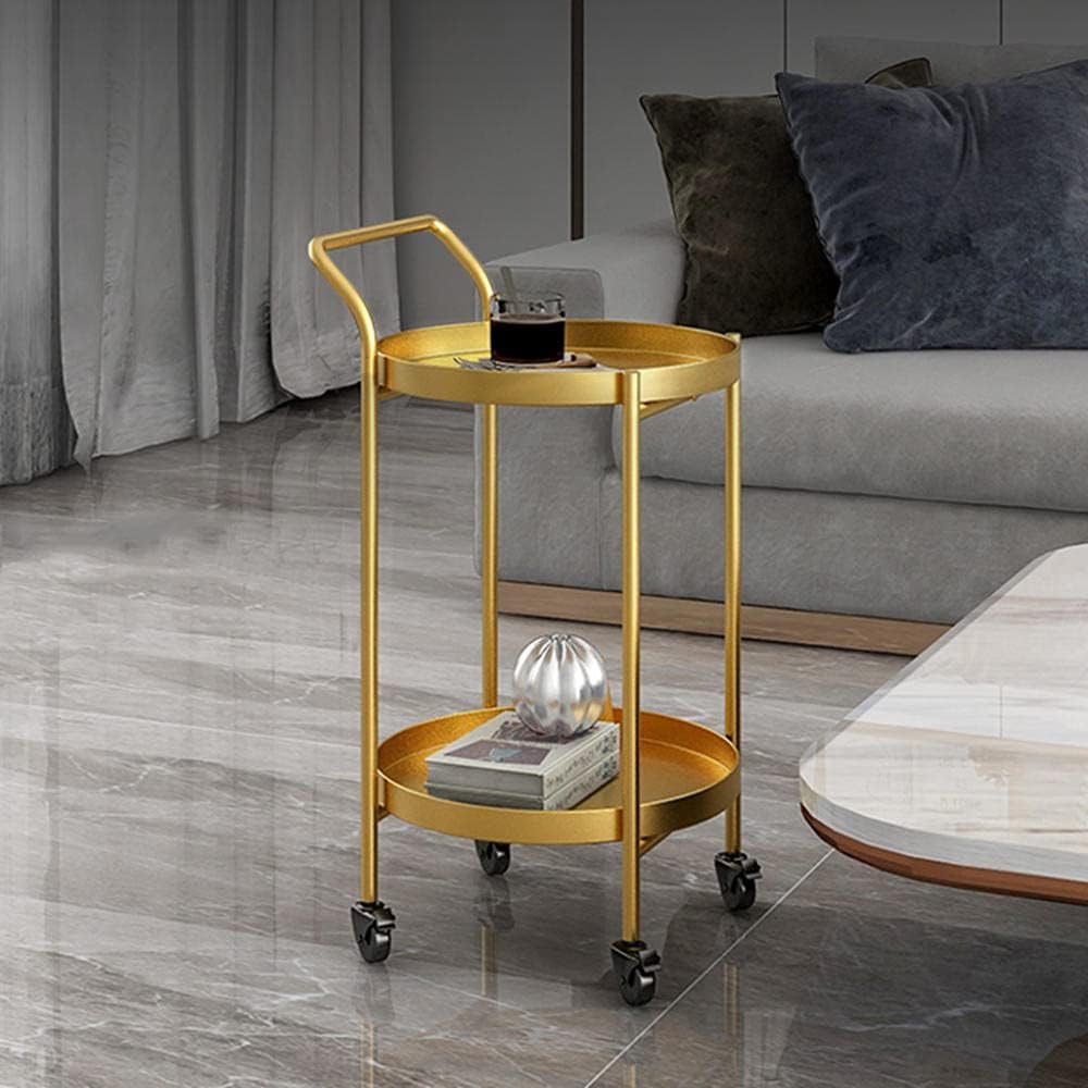 Coffee Table Removable Tea Table Cart. Simple Bedside Storage Table Gold