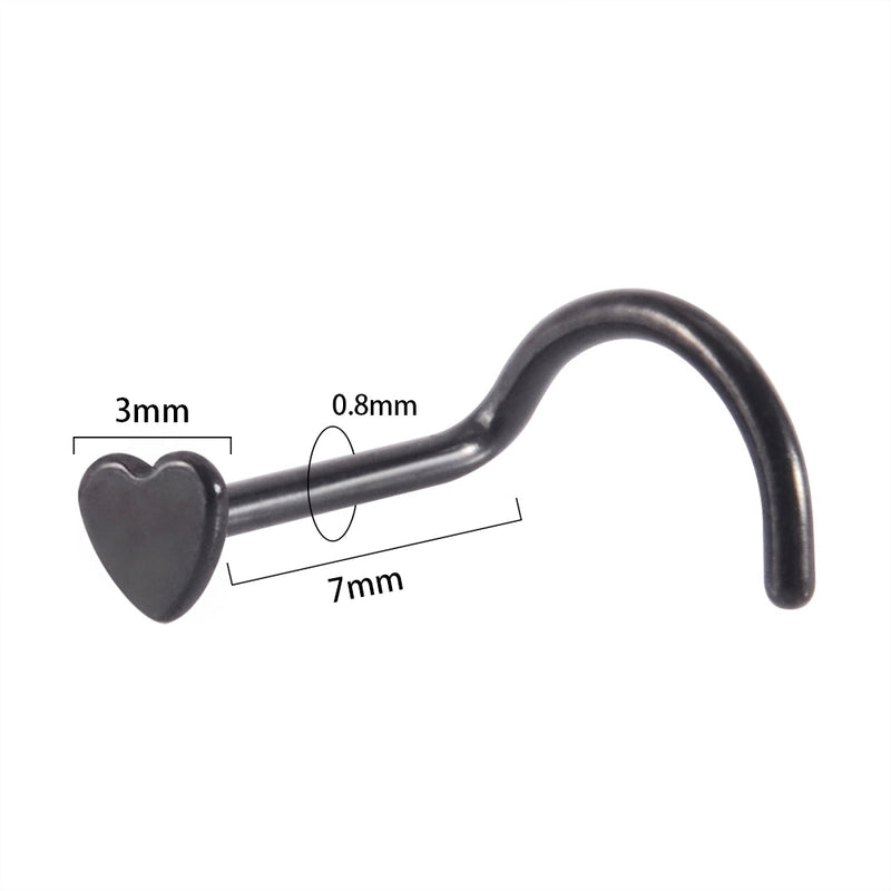 1 Piece Nose Rings & Studs Minimalist Heart Shape 304 Stainless Steel Plating 18K Gold Plated