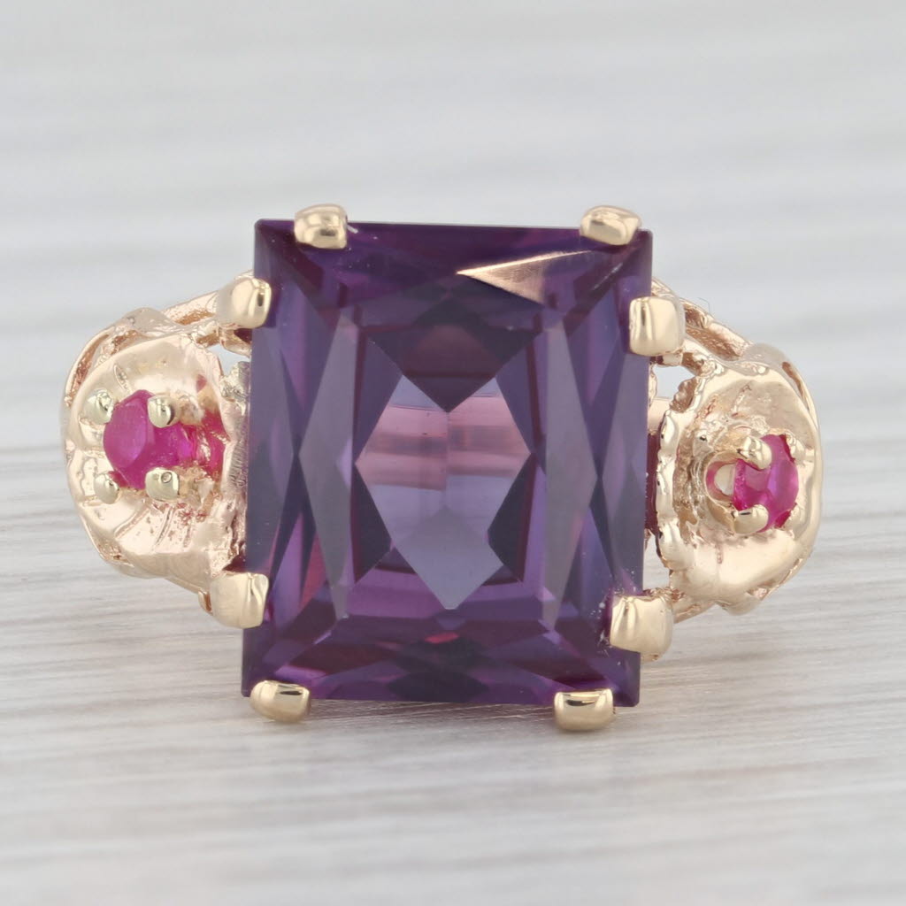 7.80ctw Rectangle Lab Created Sapphire Ruby 14k Yellow Gold Size 7 Ring