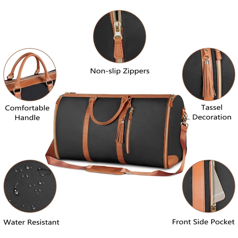 In Stock Suit Bag Large Capacity Portable Clothing Bag Large PU Leather Luggage Bag Portable Handbag Travel Bag