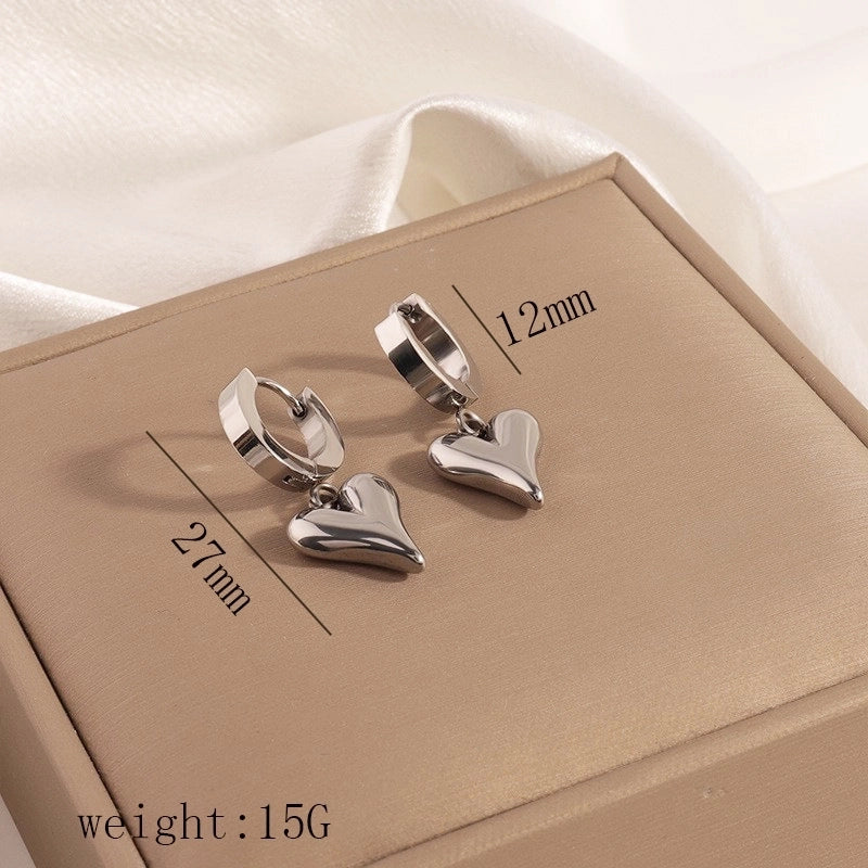 12 Pieces Minimalist Commute Geometric Heart Shape Plating Titanium Steel Drop Earrings Earrings Ear Studs