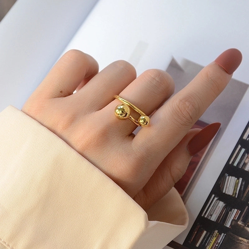 Fashion Solid Color 304 Stainless Steel 18K Gold Plated Plating Rings