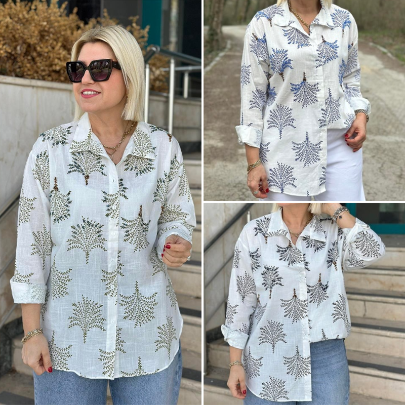 🍁Women's Casual Botanical Print Shirt✨