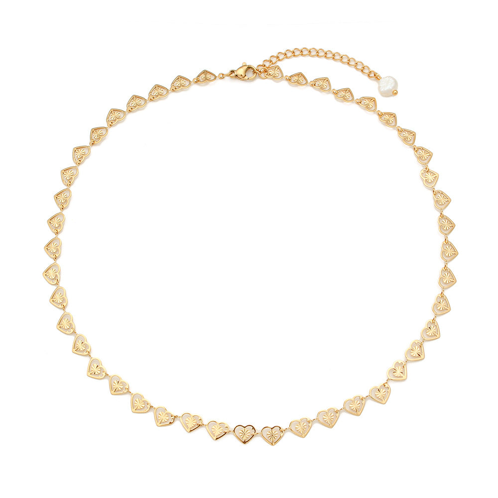 Fashion Heart Stainless Steel 18K Gold Plated Necklaces