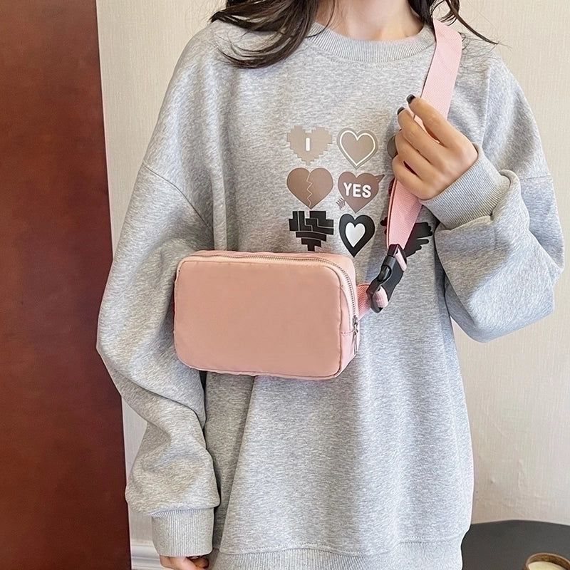 Women's Oxford Cloth Solid Color Classic Style Streetwear Sewing Thread Square Zipper Fanny Pack
