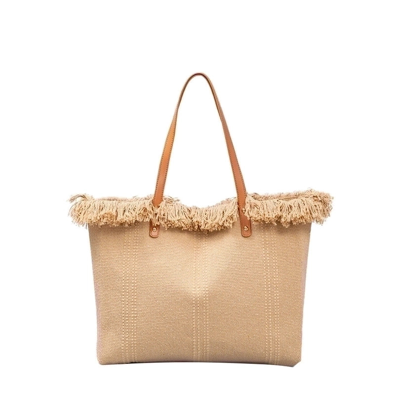 Women's Large All Seasons Canvas Solid Color Beach Magnetic Buckle Underarm Bag