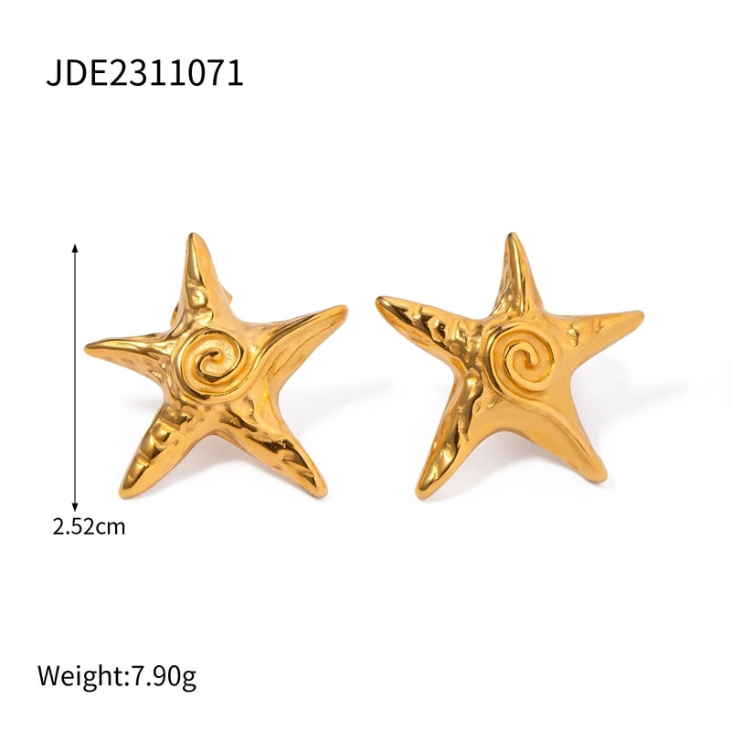 Vacation Minimalist Starfish 316 Stainless Steel  18K Gold Plated Star Rings