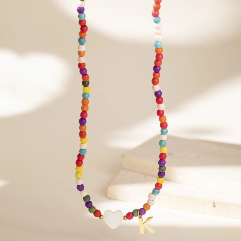 Cute Geometric 304 Stainless Steel Beaded Chain Pendant Necklace