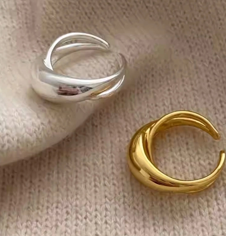 Minimalist Classic Style Solid Color 304 Stainless Steel Titanium Steel 18K Gold Plated Plating Rings