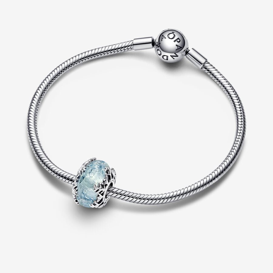 Winter Blue Snowflake Murano Pandora Charm