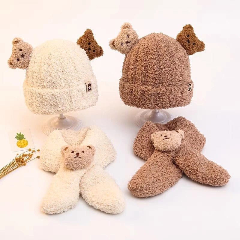 Baby's Autumn And Winter Hat Scarf Suit Cute Super Cute Baby Children's Fluffy Hat Girls' Winter Warm Wool Hat