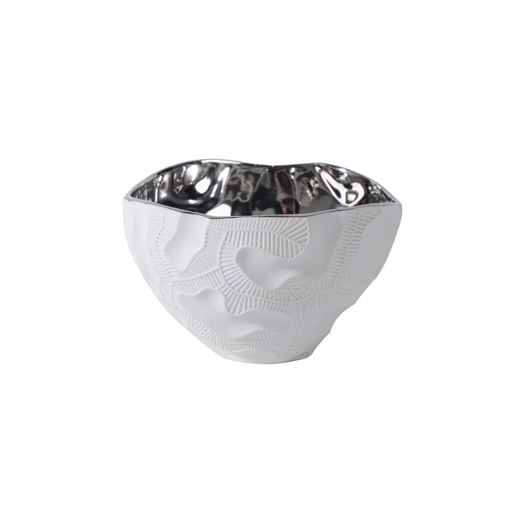 Petra Textured Bowl - White Silver