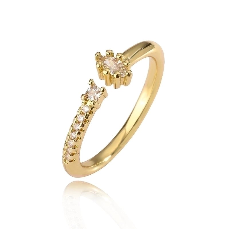 Minimalist Water Droplets Copper 18k Gold Plated Zircon Open Rings In Bulk