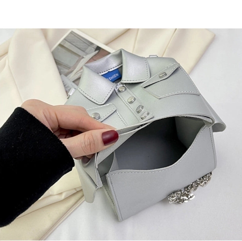 Women's Medium Pu Leather Solid Color Basic Streetwear Square Zipper Shoulder Bag Crossbody Bag Chain Bag