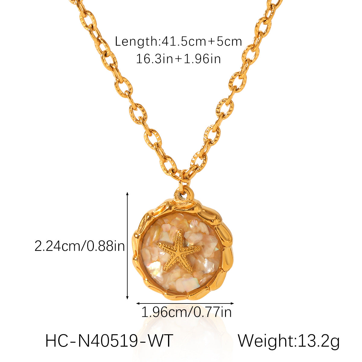 Ocean Style Starfish Shell Drop Glue Pendant Stainless Steel Necklace Clavicle Chain Titanium Steel Necklace