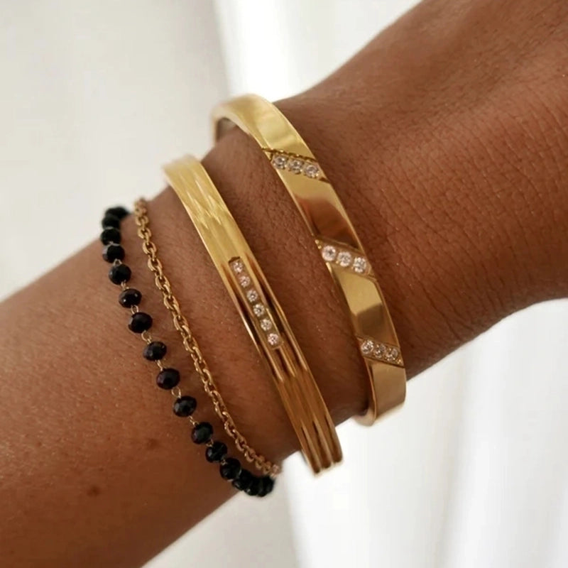 Minimalist Geometric Stainless Steel Zircon Bangle In Bulk