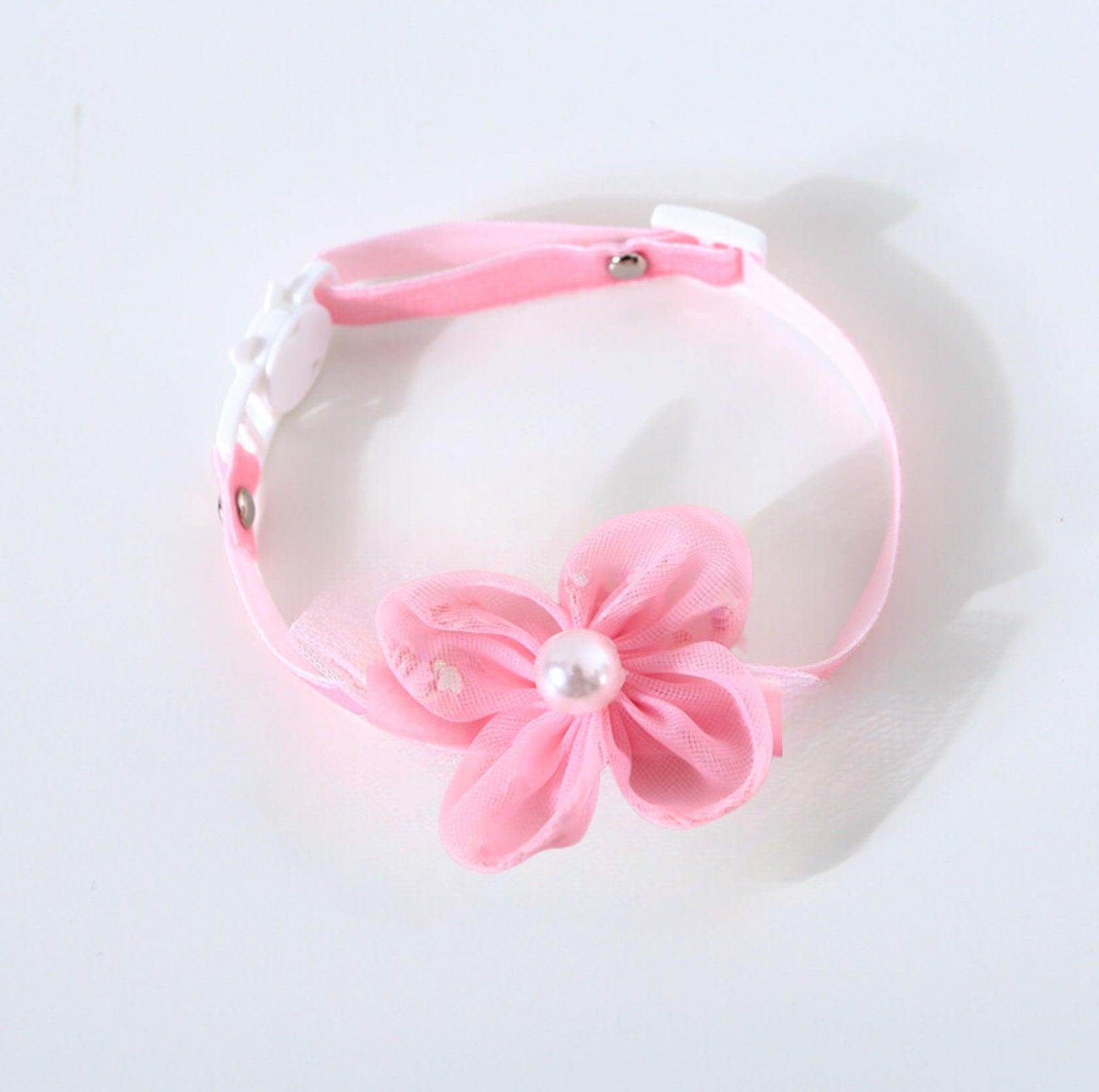 Adjustable Pet Collar with Lace. Pompom. & Glitter Butterfly