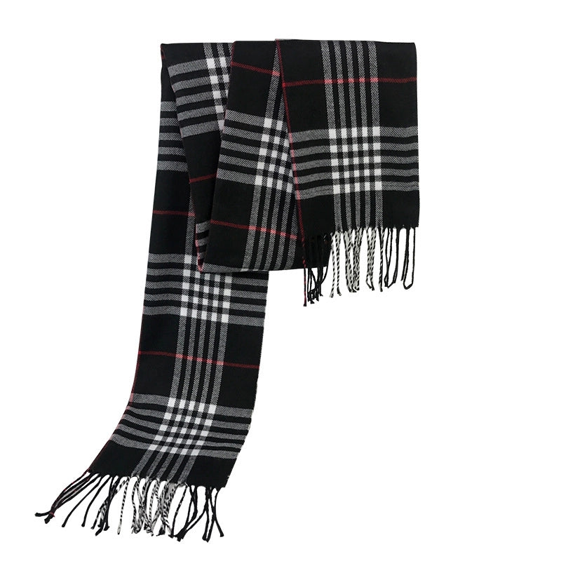 Autumn And Winter New Tassel Men's Scarf Double-sided Cashmere Scarf Long Tassel Warm Lovers Scarf