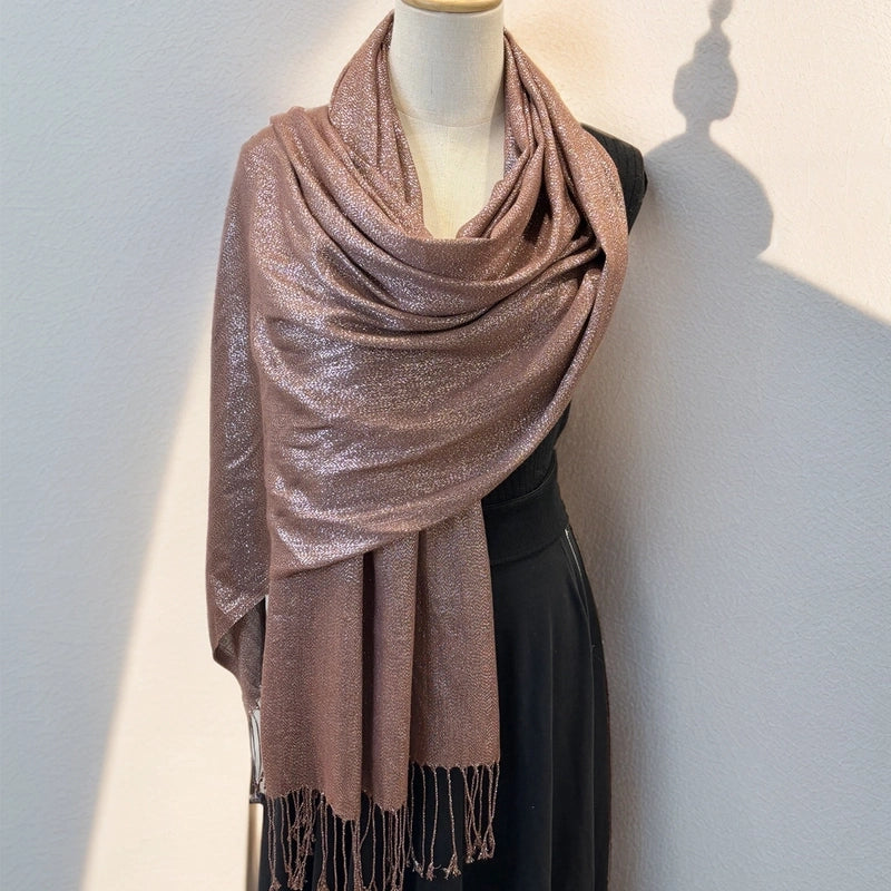Exclusive For New Women's Shawl Autumn And Summer Women Tassel Silver Silk Ball Dinner Party Scarf