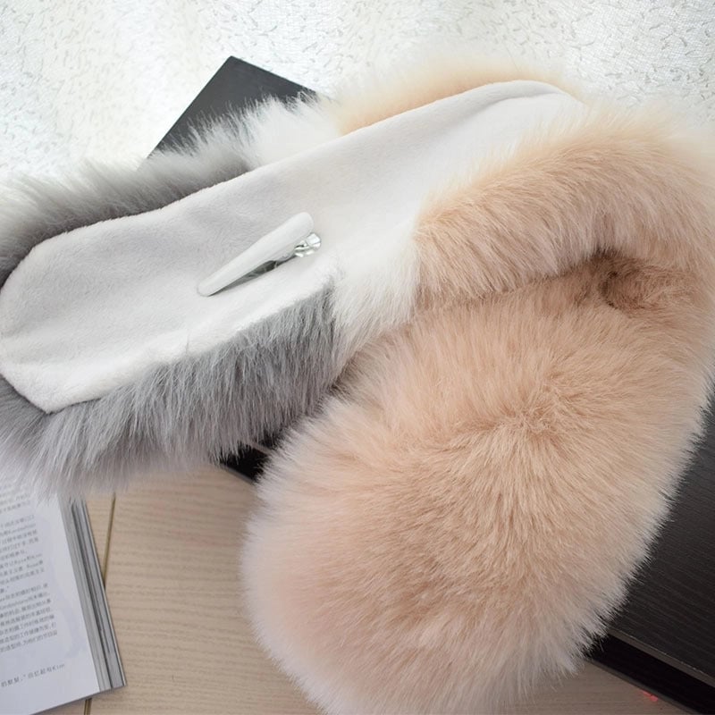 Women's Minimalist Color Block Fox Fur Scarf