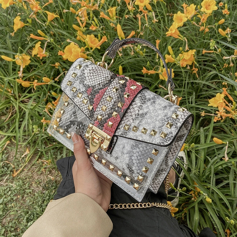 Snakeskin Pattern Buckle Single Shoulder Messenger Small Square Bag