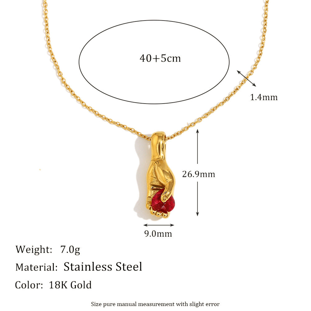 French Retro Cross Square Pendant Stainless Steel 18K Gold Plated Gemstone Love Flower Necklace