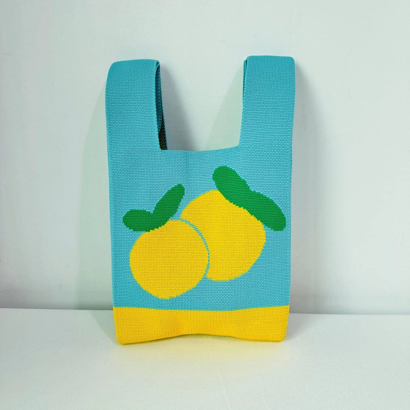 Women's Small Polyester Letter Fruit Cute Square Open Handbag