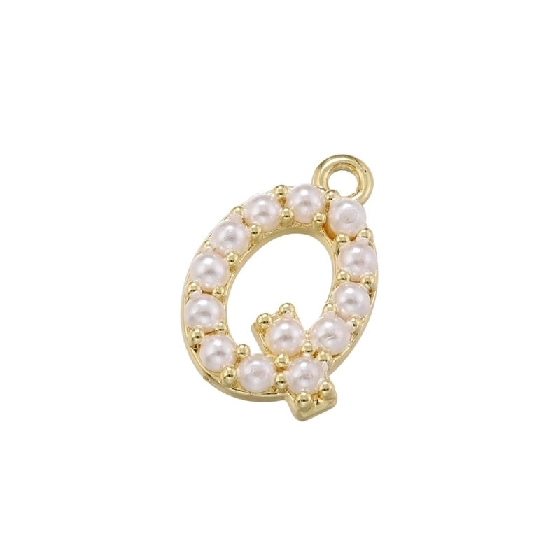 Casual Elegant Minimalist Letter Copper Plating Inlay Artificial Pearls 18k Gold Plated Charms