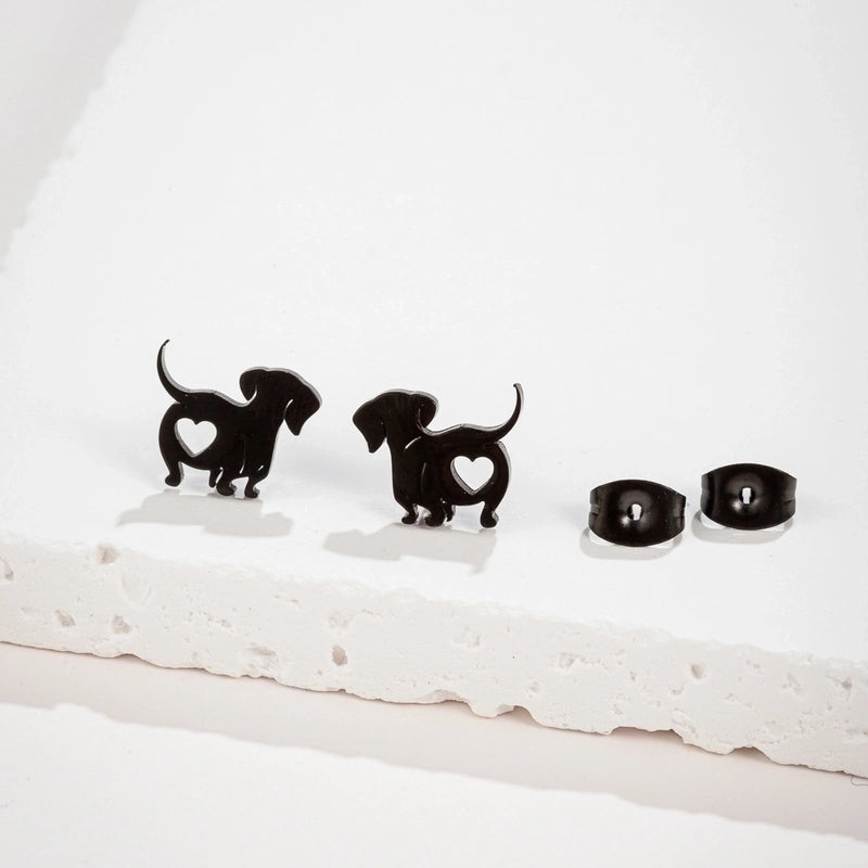1 Pair Minimalist Dog Plating 304 Stainless Steel 18K Gold Plated Ear Studs
