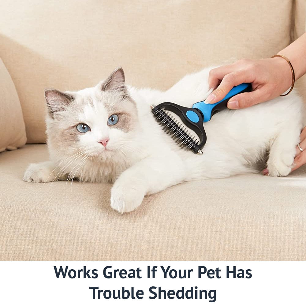 🔥Summer Gift 50% OFF🔥Pet Grooming Brush - Double Sided Shedding And Dematting Undercoat Rake Comb