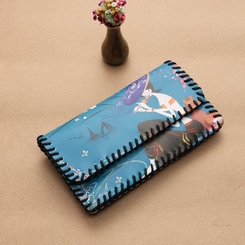 Women's Pu Leather Printing Animal Vintage Style Square Magnetic Buckle Phone Wallets