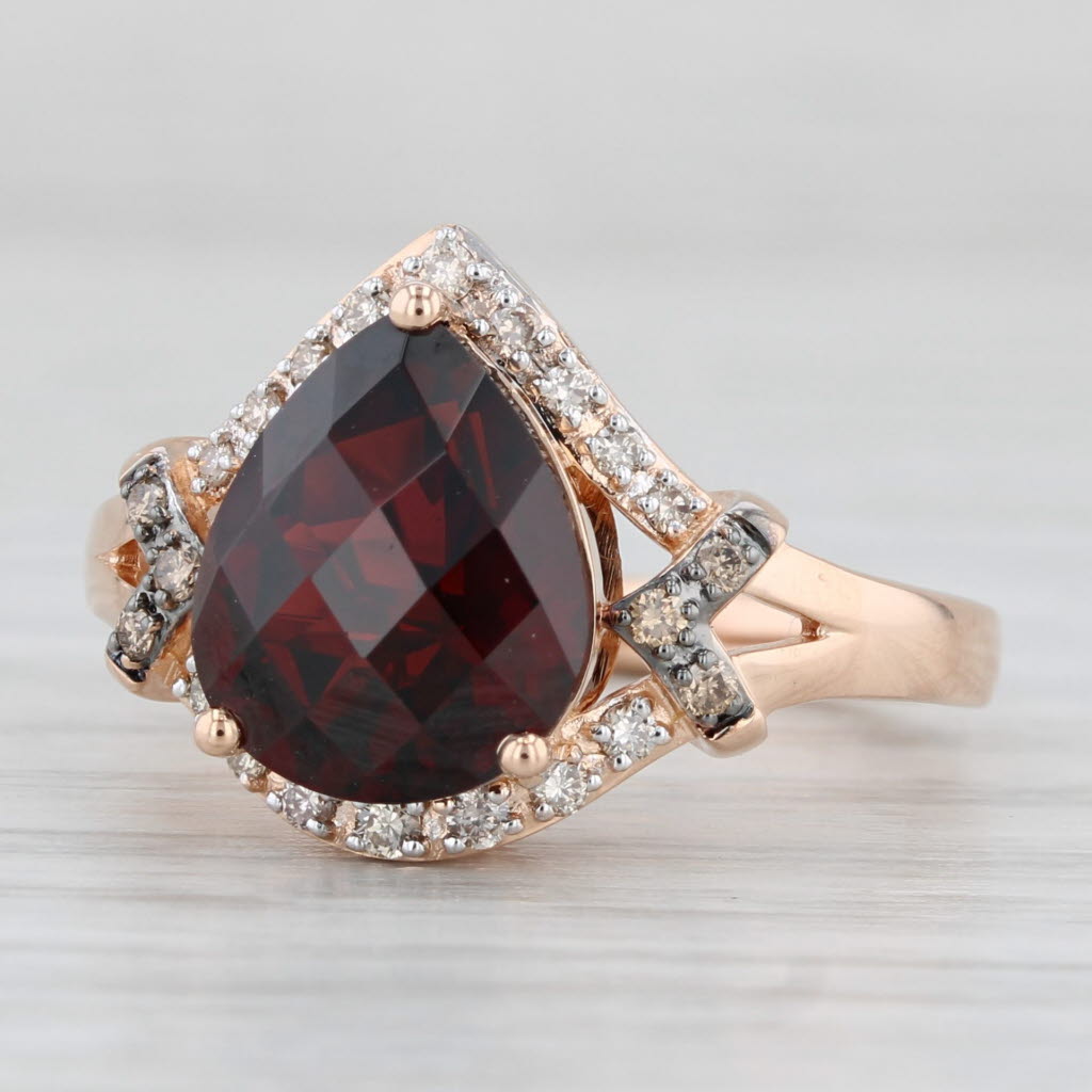 Le Vian 4.84ctw Pear Garnet Diamond Halo Ring 14k Rose Gold Size 7