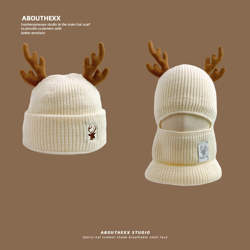 Women's Minimalist Elk Jingling Bell Snowflake Elk Wool Cap