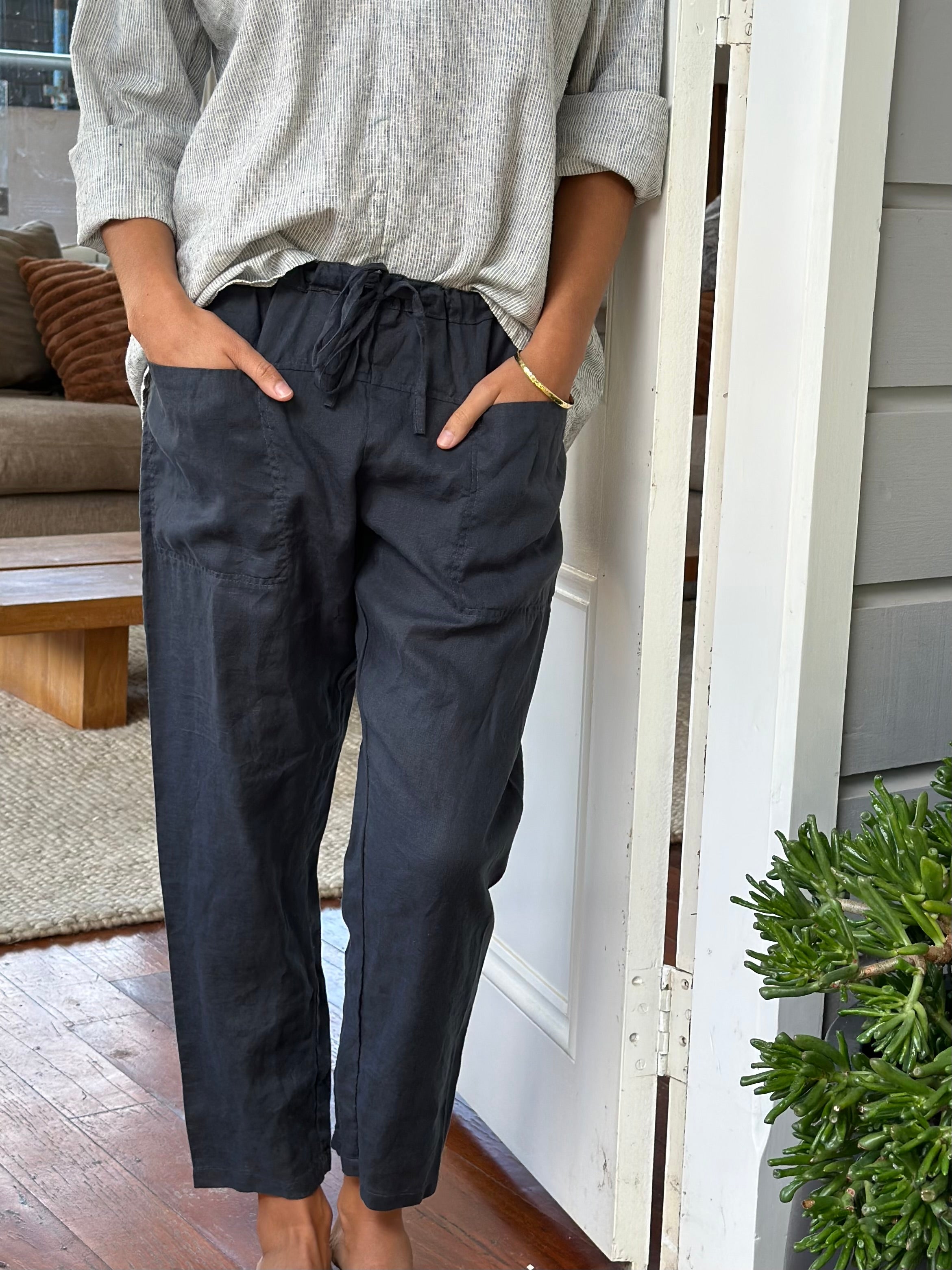 jessie pant-charcoal linen