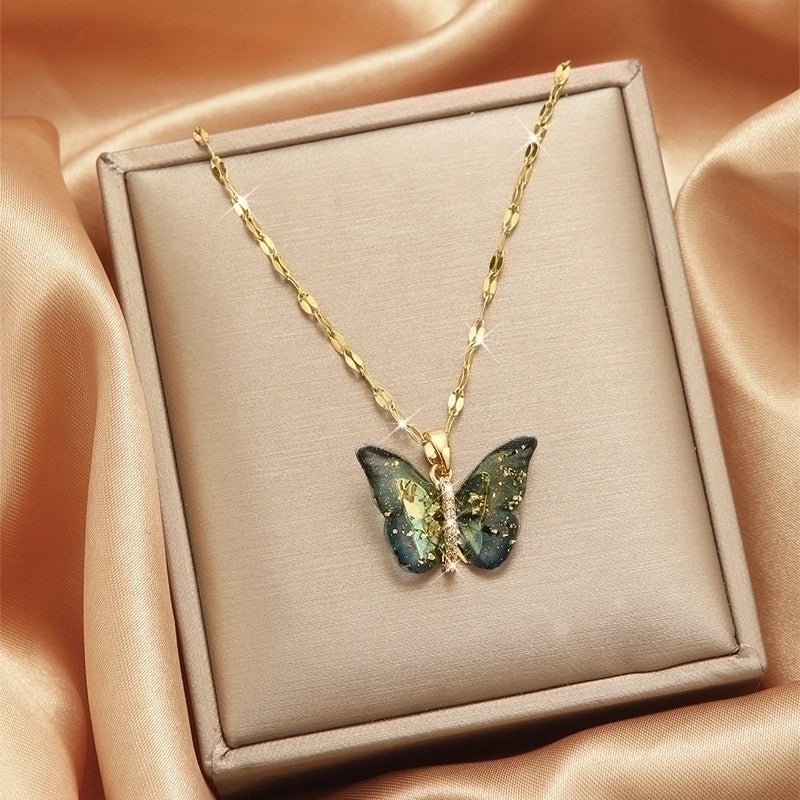 3 Pieces Lady Heart Shape Flower Titanium Steel Plating Inlay Zircon Gold Plated Pendant Necklace