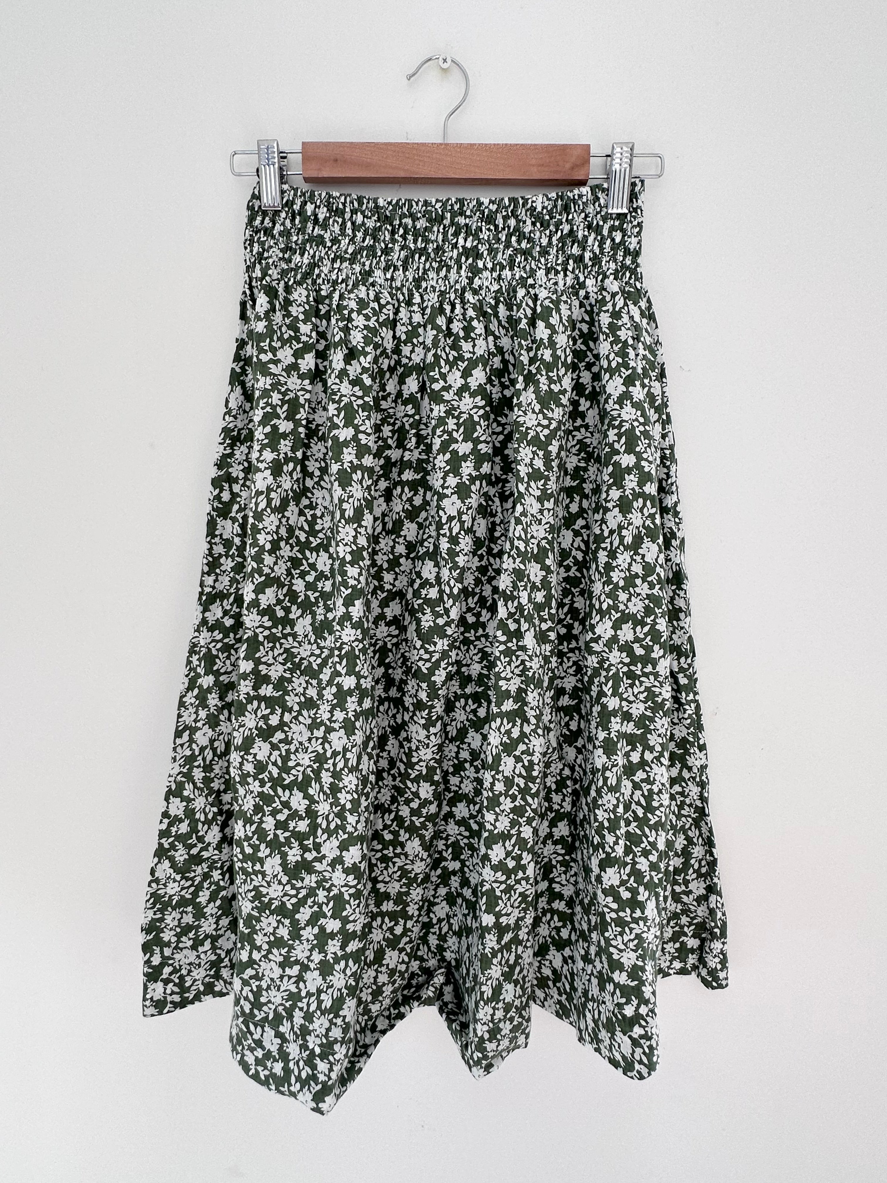 lola skirt - moss floral linen